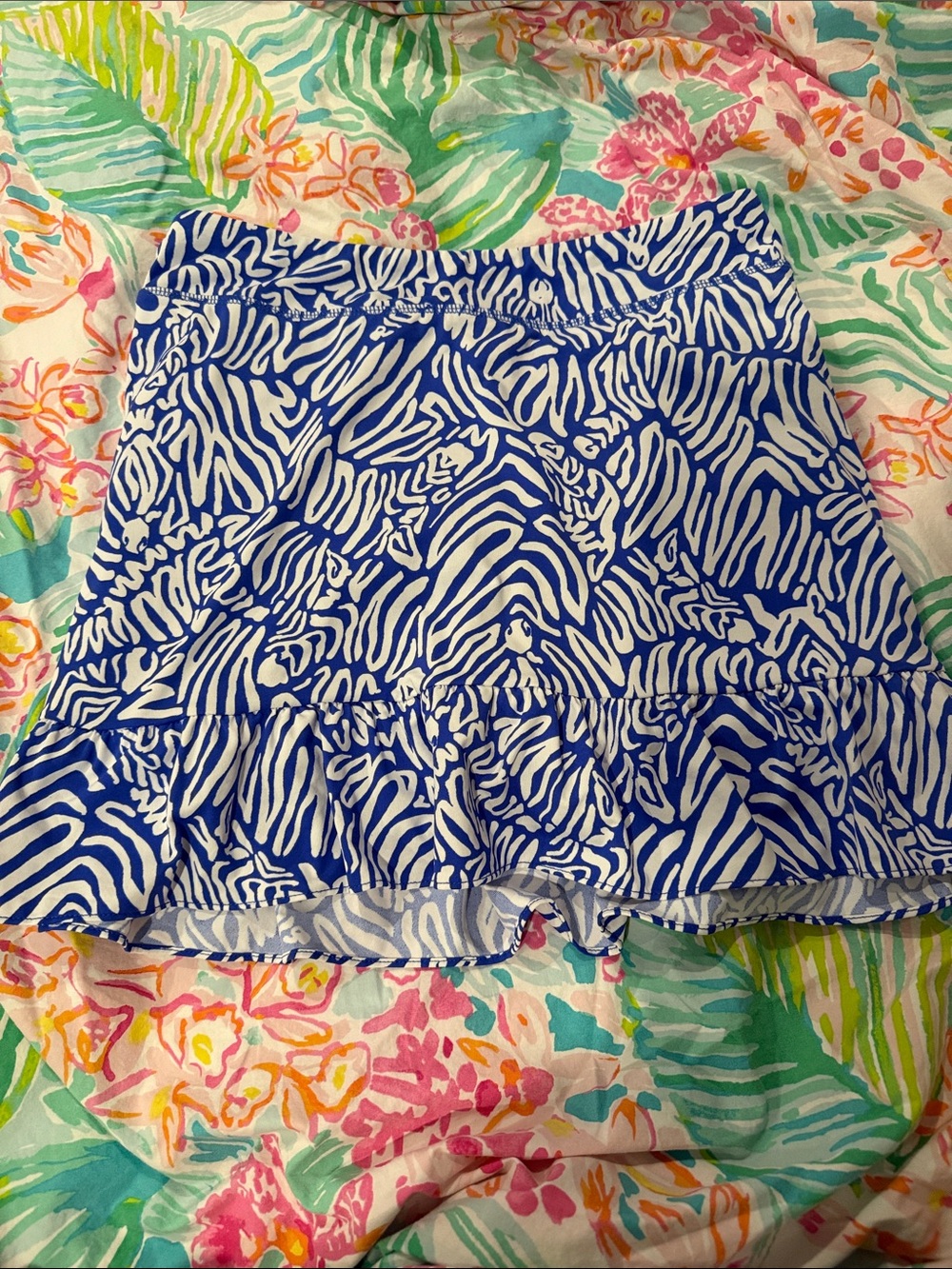Lilly Pulitzer Blue and White Zebra Print Skort